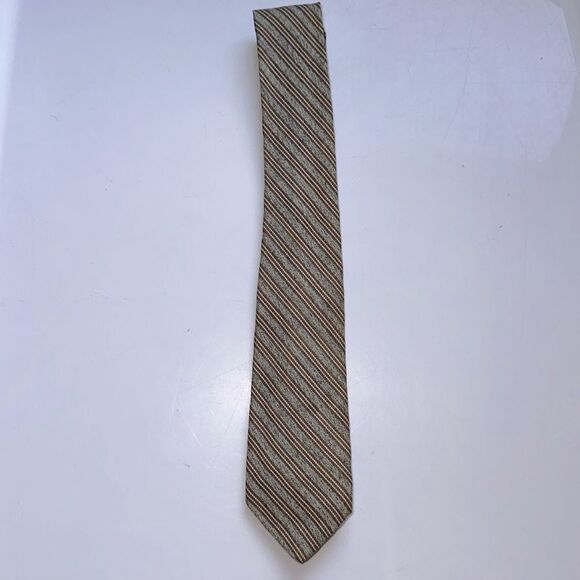 Vintage 50s/ 60s Haband’s TyTweed tan & brown diagonal stripe tie - Picture 2 of 4